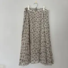 earth 花柄プリーツロングスカート