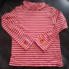 ミキハウスホットビスケッツ赤と白ストライプ 長袖カットソー