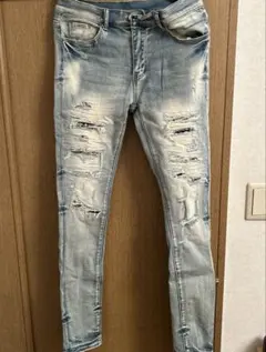 mnml ミニマル ダメージ スキニーデニム ライトブルー 32