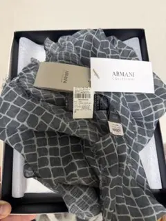 ARMANI COLLEZIONI グレー チェックマフラー