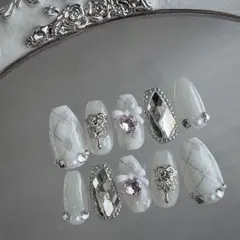 チェック フレンチガーリー 量産型 韓国 ワンホン 地雷系 スナ系 ネイルチップ