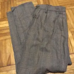 lowrysfarmグレーチェック柄カジュアルパンツ レディースＬ