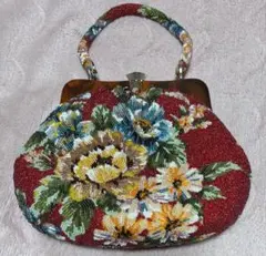 【美品】　着物用ビーズ刺繍バッグ•昭和レトロ‼️