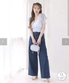 NICE CLAUP バックレースアップワイドデニムパンツのサムネイル