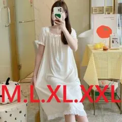 【54-3】白・ナイトウェア・ルームウェア・ネグリジェ M・L・XL・XXL