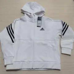 新品　アディダス　スウェット　フルジップ　厚手　パーカー　上着　130　白