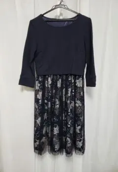 花柄 七分袖ひざ丈ワンピース