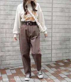 WEGO デニム ハイウエストペーパーバックマムパンツ