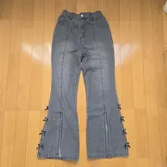 Avail リボン使いデニムパンツ グレーのサムネイル