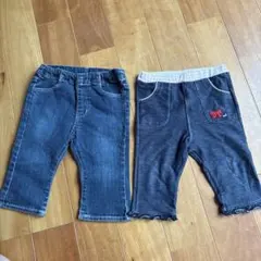 ミキハウス　ダブルビーのデニムとフレアパンツセット90センチ