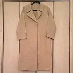 新品春コート オルテガ柄ベルト付オーバー ロングコート【COTTON100%】