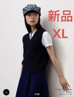 GU アゼニットベスト　アゼ　ニット　ベスト　ニットベスト　ネイビー　XL