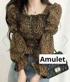 【Amulet】ヒョウ柄スクエアネックトップス Mのサムネイル