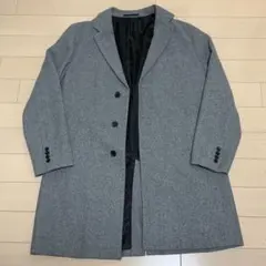 GU グレー ロングコート チェスターコート