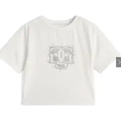 ラインストーンロゴTシャツ オフホワイト