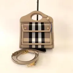 Burberry/バーバリー チェック柄キャンバス×レザー ハンドルバッグ