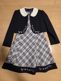 卒園式ネイビー チェック柄 フォーマルドレス セット