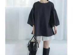 coca バルーンスリーブブラウス ブラック　M