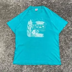 90s】USA製 シングルステッチ ネイティブ ビーズプリント Tシャツ L