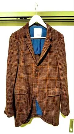 状態良 貴重 ブラウン チェック テーラードジャケット