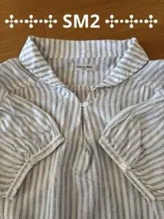 ストライプ 半袖チュニック ポケット付き