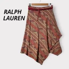 ラルフローレン　巻きスカート　ラップスカート　エスニック柄　シルク　リネン　Ｓのサムネイル