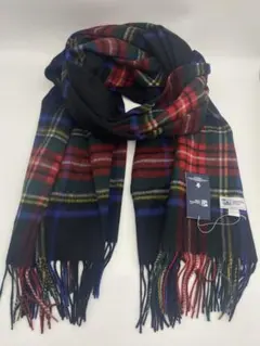 JOHNSTONS ジョンストンズ 大判チェックストール　ブラックスチュワート