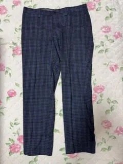 ユニクロ 新品ネイビー系チェック柄 ヒートテックスラックス 79cm