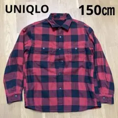 ユニクロ　シャツ　ジャケット　レッド✖️ブラック　チェック　150㎝