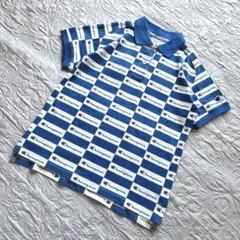 新品タグ付き☆Champion GOLF ロゴ総柄ポロシャツ ロイヤルブルー　M