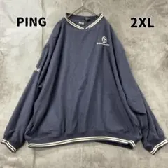 ピン ゴルフウェア ナイロンプルオーバー 紺 オーバーサイズ 2XL【9496】