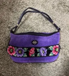 FEILER花柄刺繍ハンドバッグ　紫