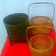 竹細工　花籠　 竹籠三点セット