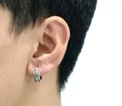 ピアス メンズ フープピアス 金属アレルギー対応 片耳 フェザー