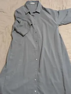 アフタヌーンティー グレー 半袖シャツワンピース MRサイズ