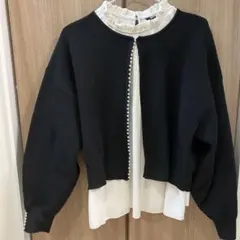 ニットカーディガン ジャケット パールボタン付き
