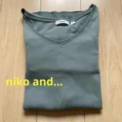 美品niko and... Vネック 長袖カットソー モスグリーン Lサイズのサムネイル