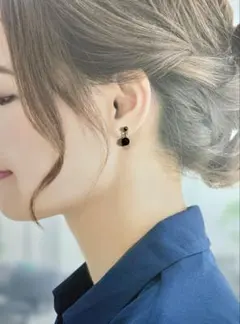 ◆新作：ハンドメイドピアス（オニキス 6mm）