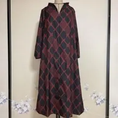 【前開きファスナー付き】紬のお着物をリメイクしたロングワンピース_L11