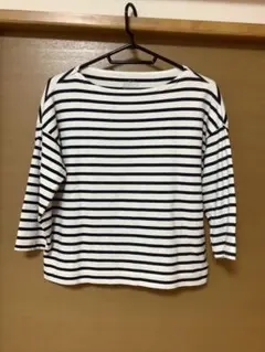 無印良品　ストライプ 7分袖カットソー XS〜S〜M