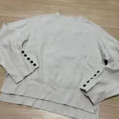 グローバルワーク　メルティ袖ボタンスタンドプルオーバー　シルバーラメ　L