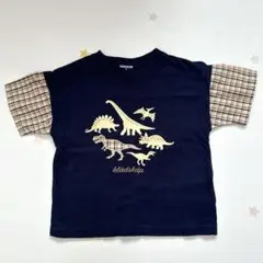 【klädskåp】恐竜プリントTシャツ ネイビー（100cm）