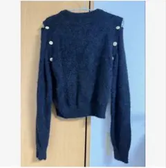 VIOLETTA ブラック 長袖セーター ボタン付き