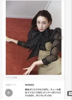 リリーブラウン　シースルー ドット柄ブラウス 長袖