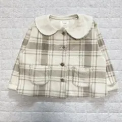 テータテート アウター コート 女の子 チェック 丸襟 ナチュラル