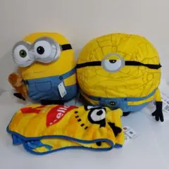 ミニオン ぬいぐるみ セットミニオンダイカット収納型フランネルブランケット