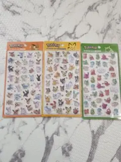 韓国　ポケモン シール 3D クリスタル ステッカー　3枚セット