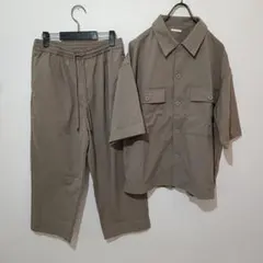 ​【GU】ドライストレッチ セットアップ 半袖ワークシャツ アンクルパンツ S