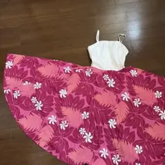 フラダンスドレス 花柄 ピンク