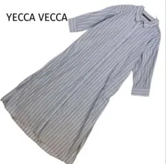 【YECCA VECCA】ストライプ柄 シャツワンピース ロング丈 七分袖